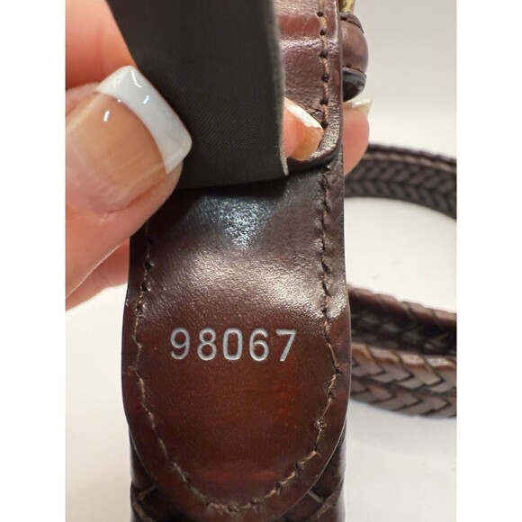 BRIGHTON Braided Mahogany Brown Leather Brass Buckle Belt Men’s Sz 36 98067 - Picture 4 of 6